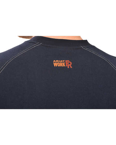 Image #3 - Ariat Men's FR Workwear Crew Long Sleeve Work T-Shirt - Big & Tall, Navy, hi-res