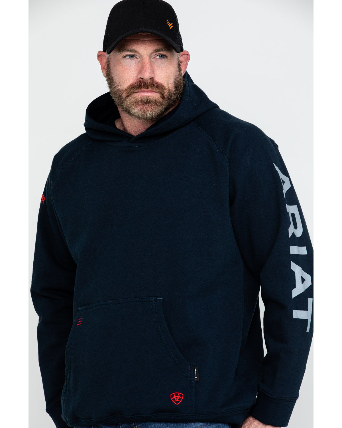 Image #1 - Ariat Men's FR Primo Fleece Logo Hooded Work Sweatshirt - Tall, , hi-res