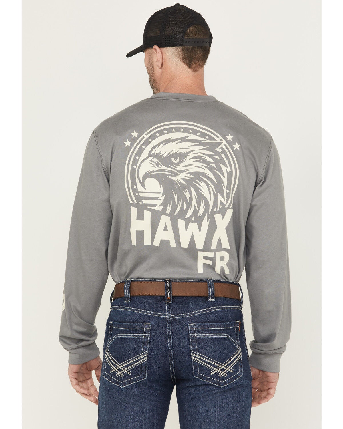 Hawx Men's FR Hawk Long Sleeve Graphic Work Shirt, Light Grey, hi-res