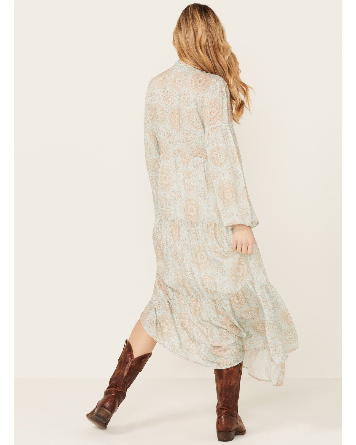 Image #4 - Stetson Women's Geo Print Long Sleeve Midi Dress, , hi-res