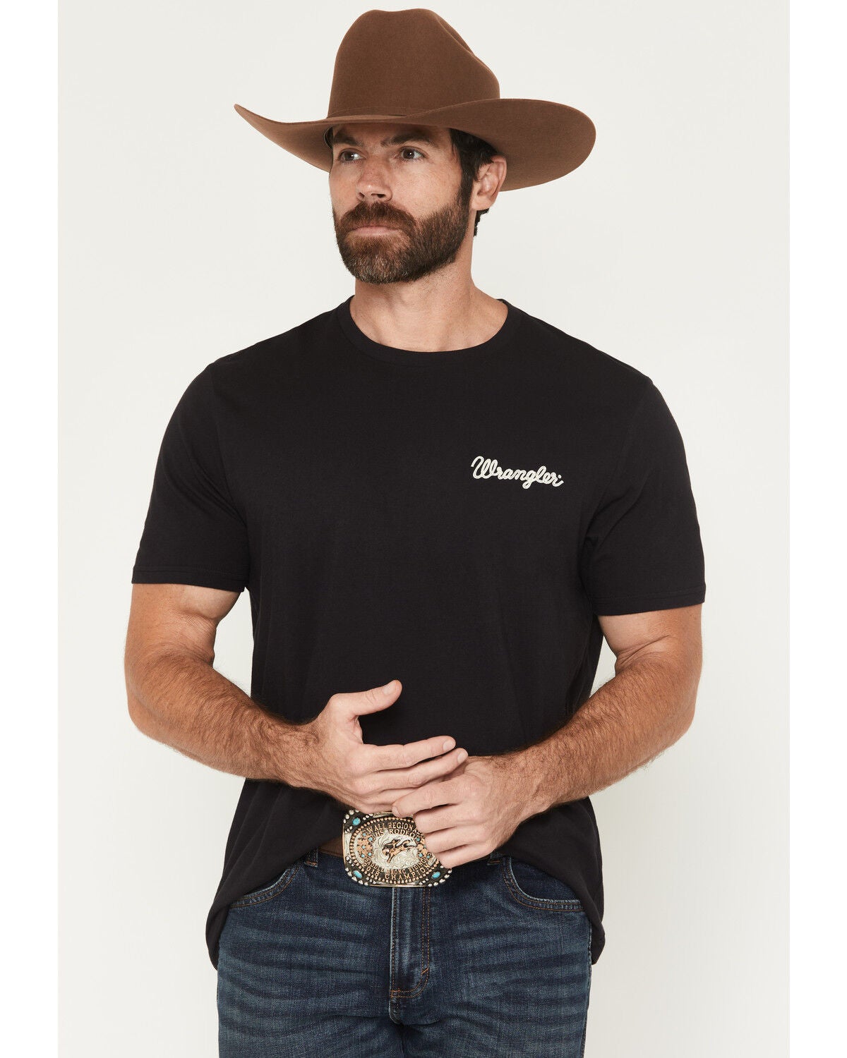 Image #2 - Wrangler Men's Steerhead Short Sleeve Graphic T-Shirt, Black, hi-res