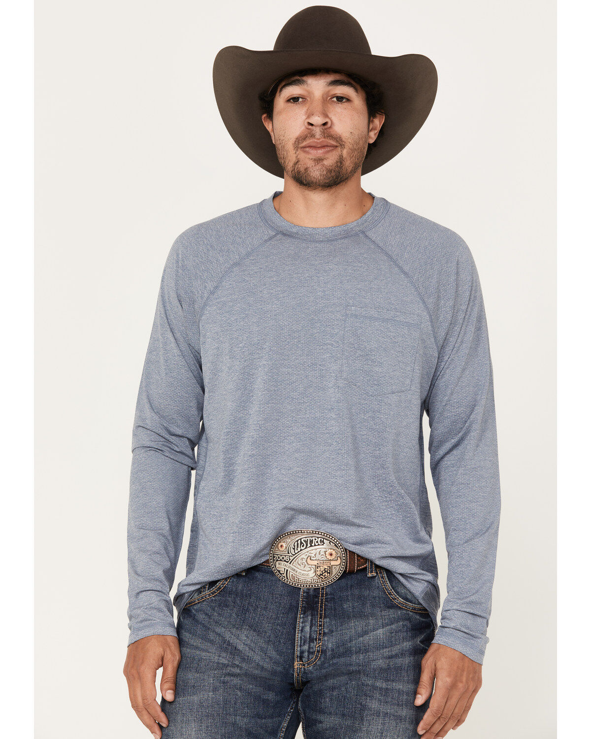 Image #1 - RANK 45® Men's Solid Performance Long Sleeve T-Shirt, Royal Blue, hi-res