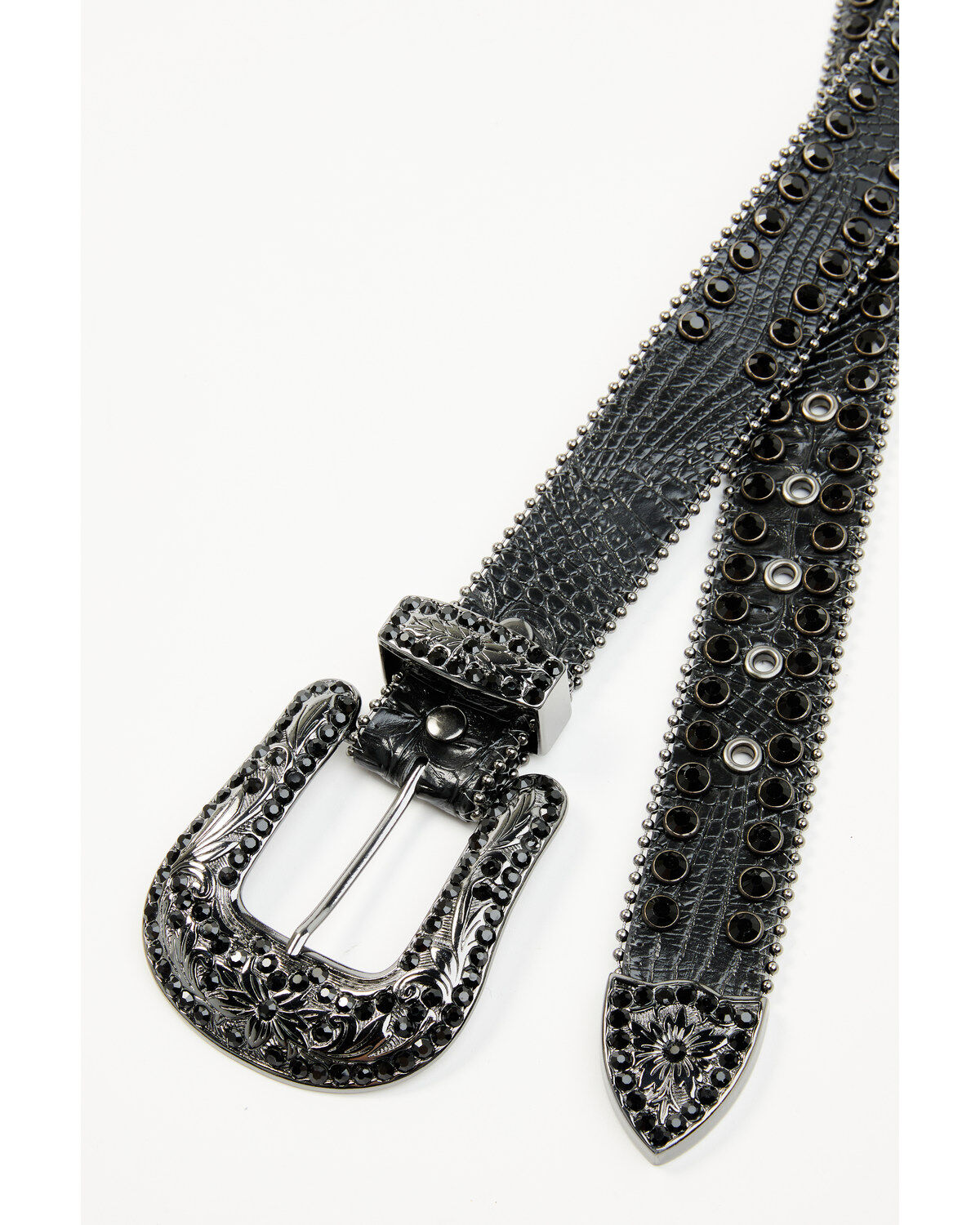 Image #3 - Shyanne Women's Crocodile Print Rhinestone Belt, Black, hi-res