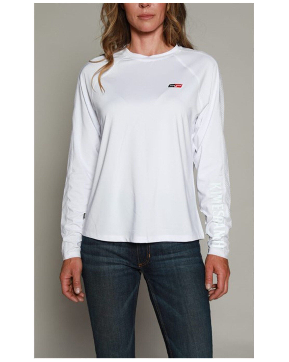 Kimes Ranch Women's KR1 Tech Logo Long Sleeve Tee, White, hi-res