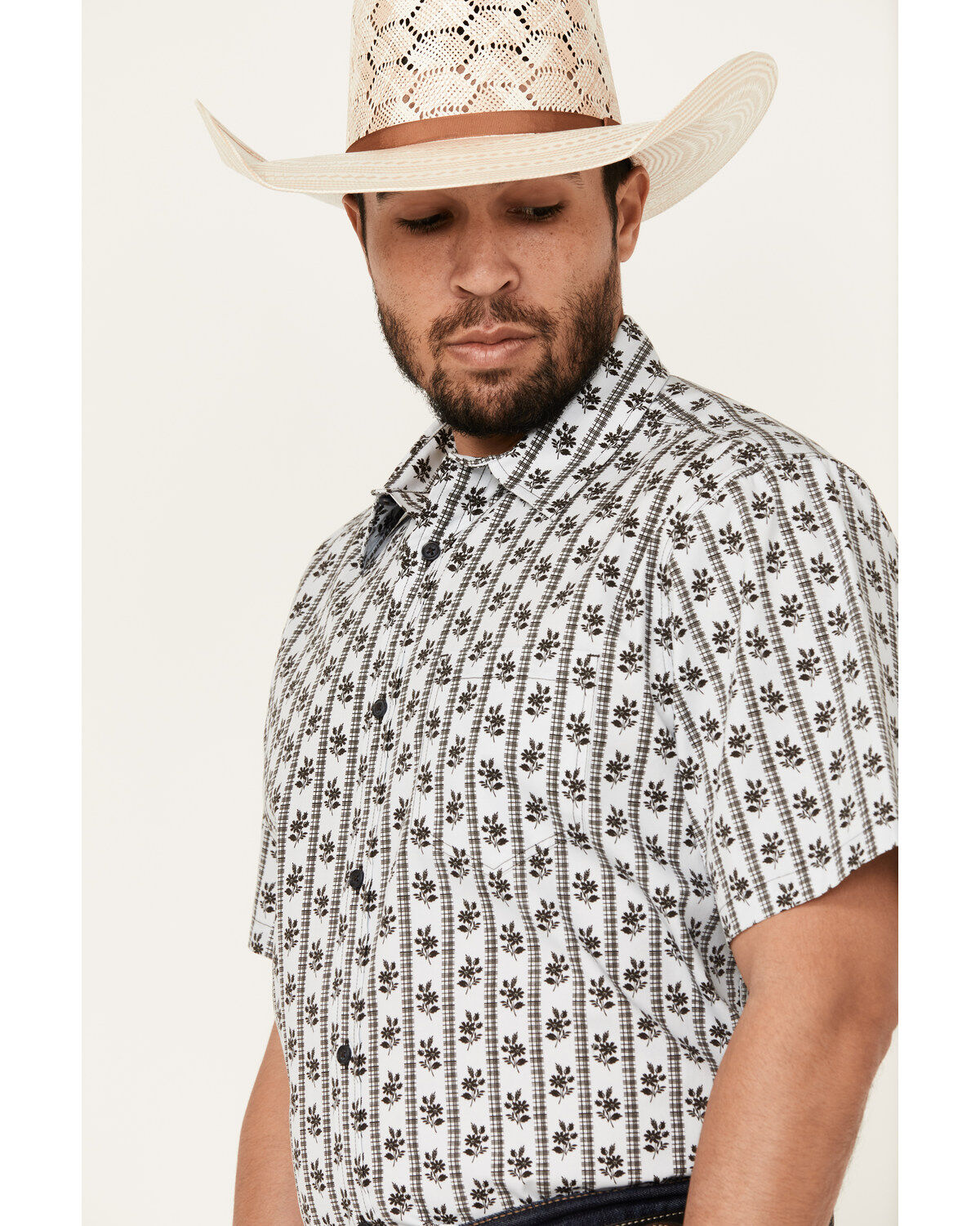 Image #2 - Gibson Trading Co Talking Stick Vertical Striped Print Short Sleeve Button-Down Western Shirt, Light Blue, hi-res
