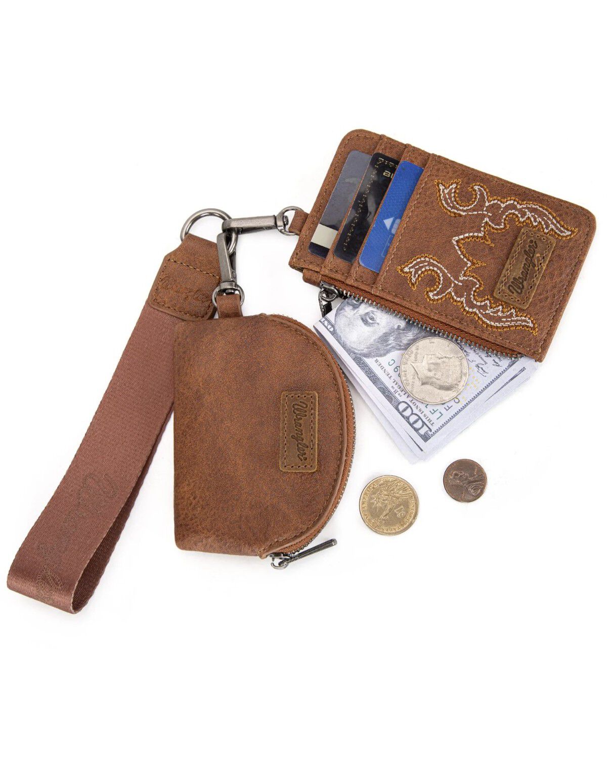Image #3 - Wrangler Women's Jessie Embroidered Wristlet, Brown, hi-res