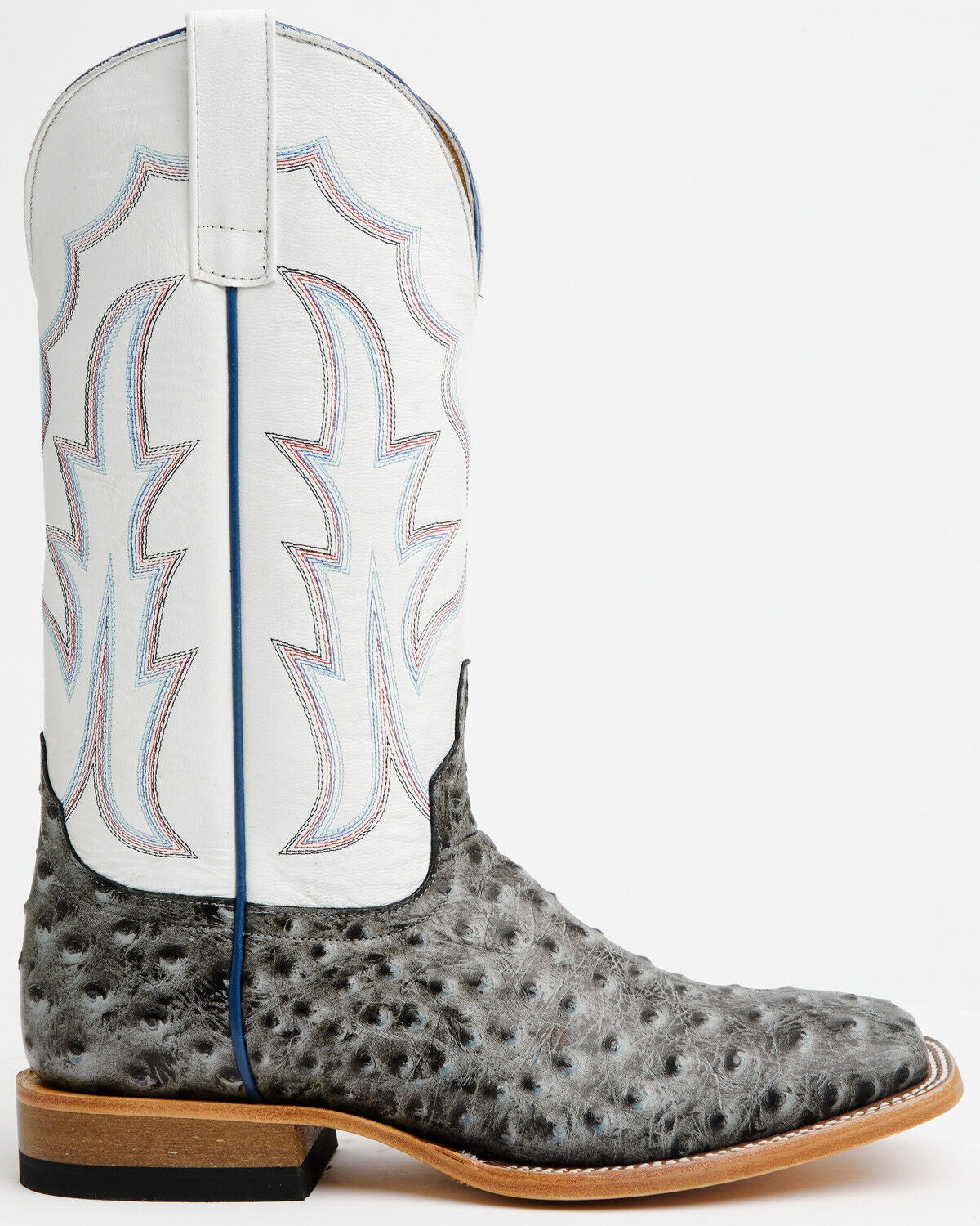 Image #2 - Horse Power Men's Ostrich Print Western Boots - Square Toe, Grey, hi-res