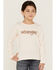 Wrangler Girls' Floral Logo Long Sleeve Tee, Pink, hi-res