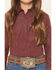 Image #3 - Cruel Girl Girls' Striped Long Sleeve Snap Western Shirt, Burgundy, hi-res