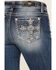 Miss Me Women's Dark Wash Lurex Embroidered Cross Non-Flap Pocket Tapered Bootcut Jeans , Dark Blue, hi-res
