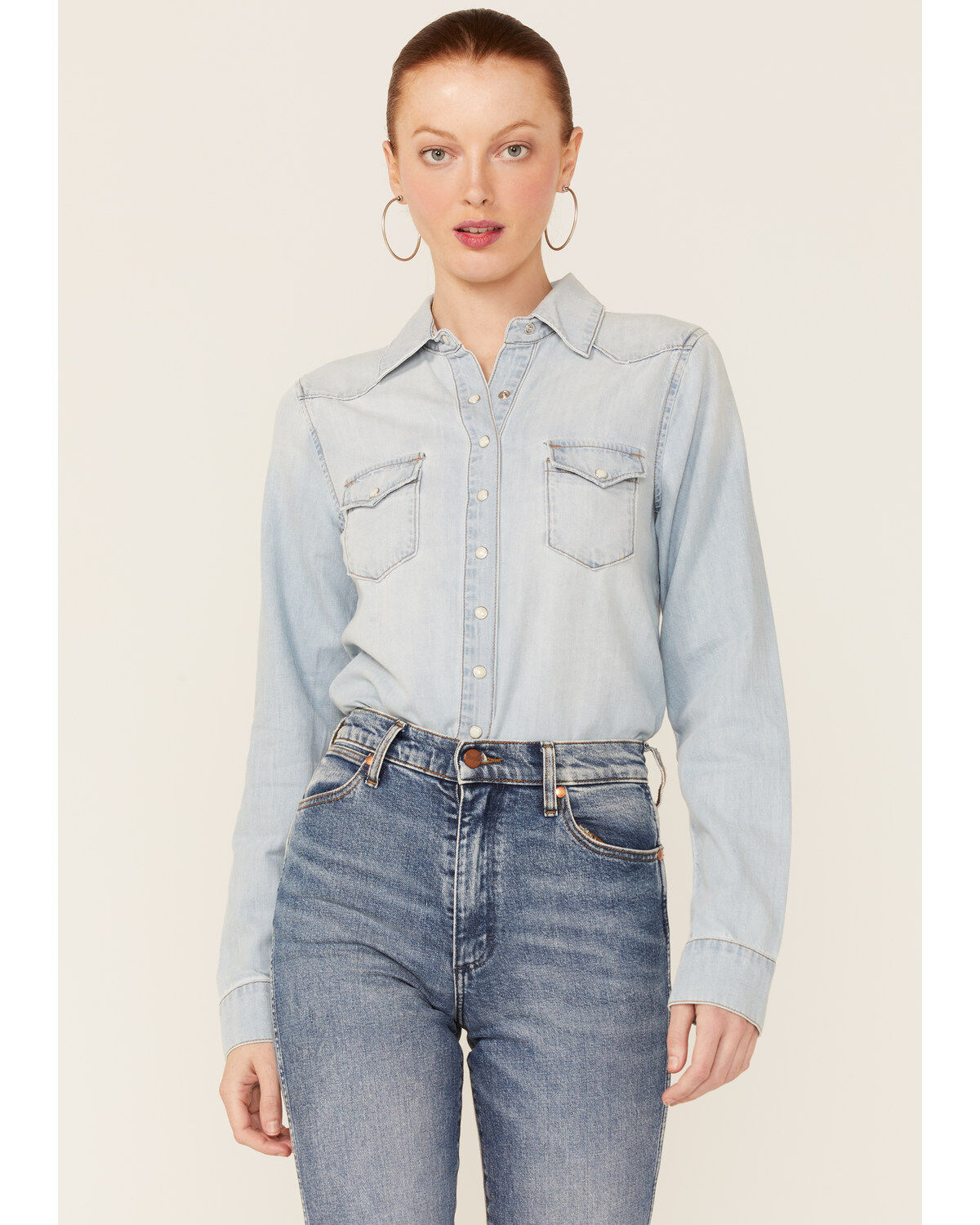 Image #2 - Shyanne Women's Light Wash Shy Life Western Denim Shirt, , hi-res