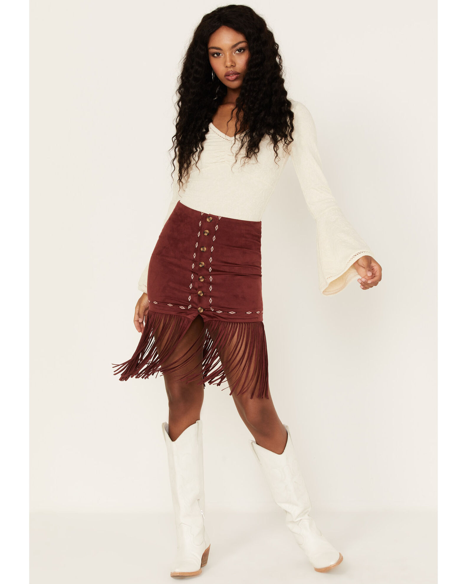 Fringe mini skirt hot sale