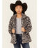 Image #1 - Urban Republic Girls' Jaguar Print Long Faux Fur Coat, Grey, hi-res