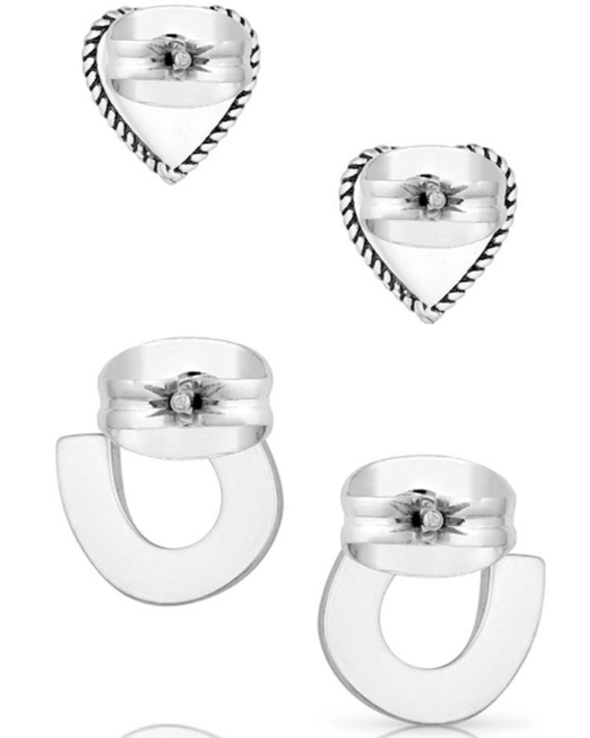 Image #2 - Montana Silversmiths Women's Heart & Horseshoe Turquoise Earrings - 2 Piece, Silver, hi-res