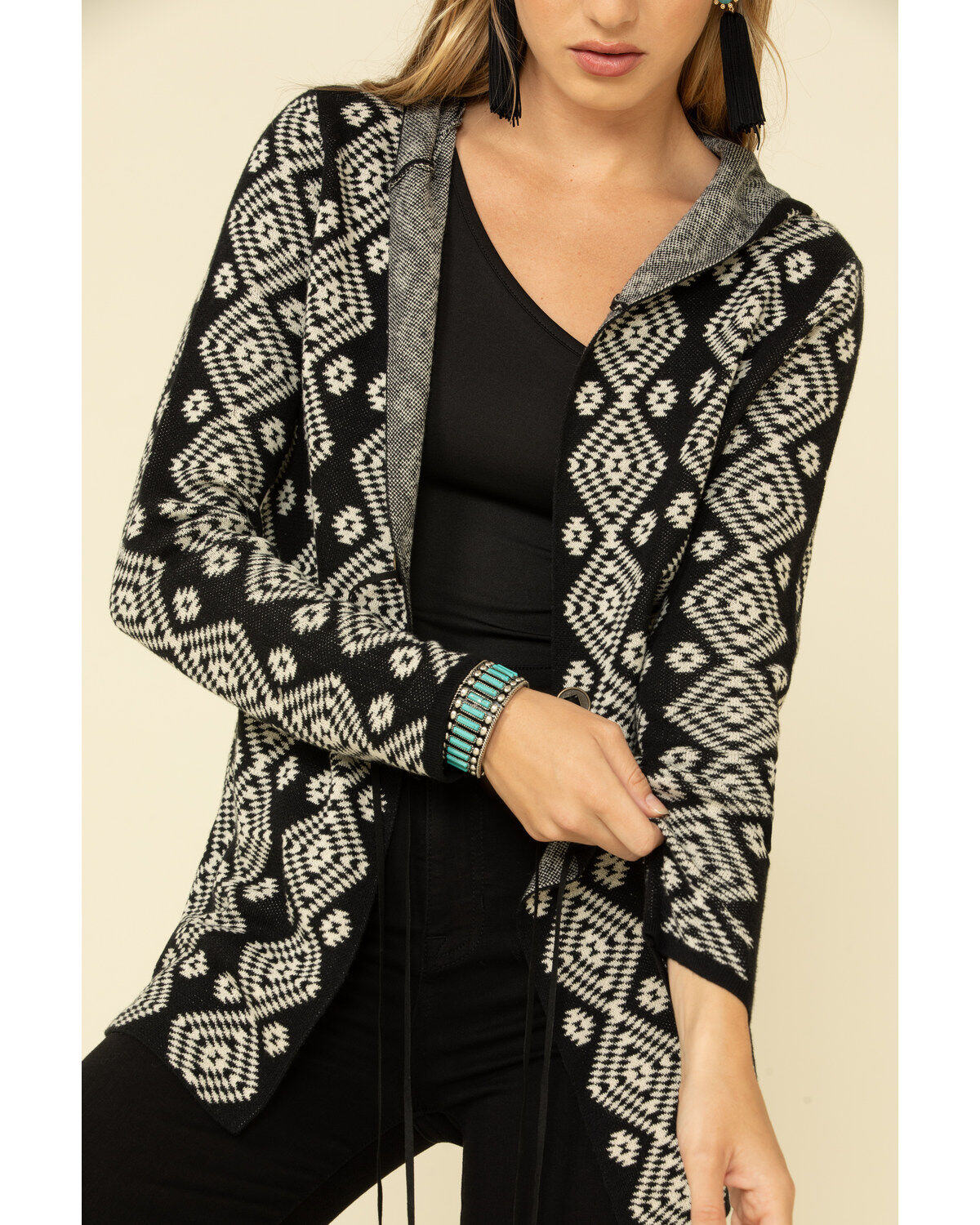 tan hooded cardigan