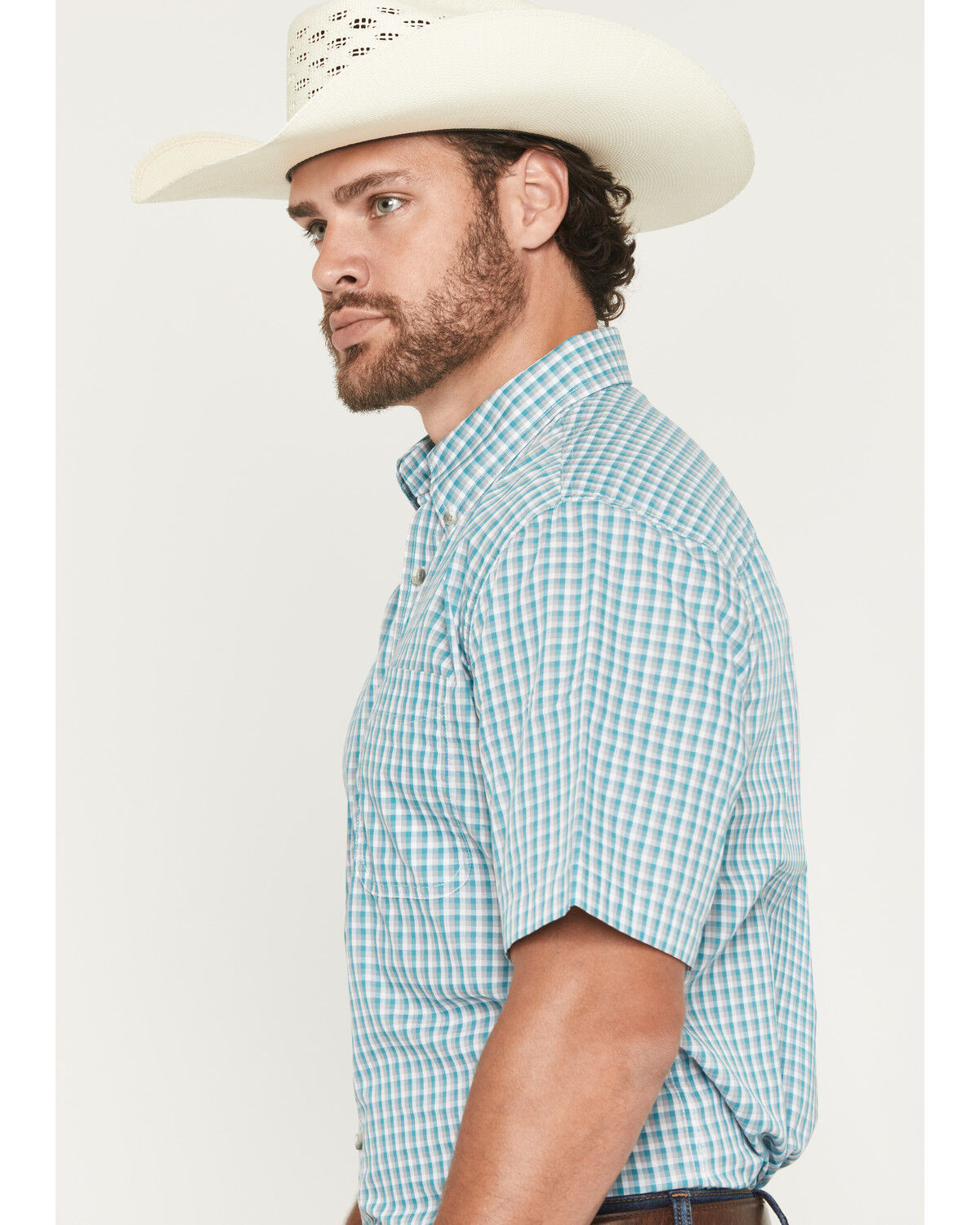 Wrangler Riata Men's Assorted Plaid Print Short Sleeve Button-Down Western Shirt