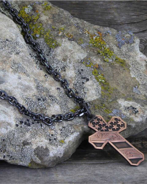 Image #5 - Montana Silversmiths Men's Nickel Faded Glory Cross Necklace , Silver, hi-res