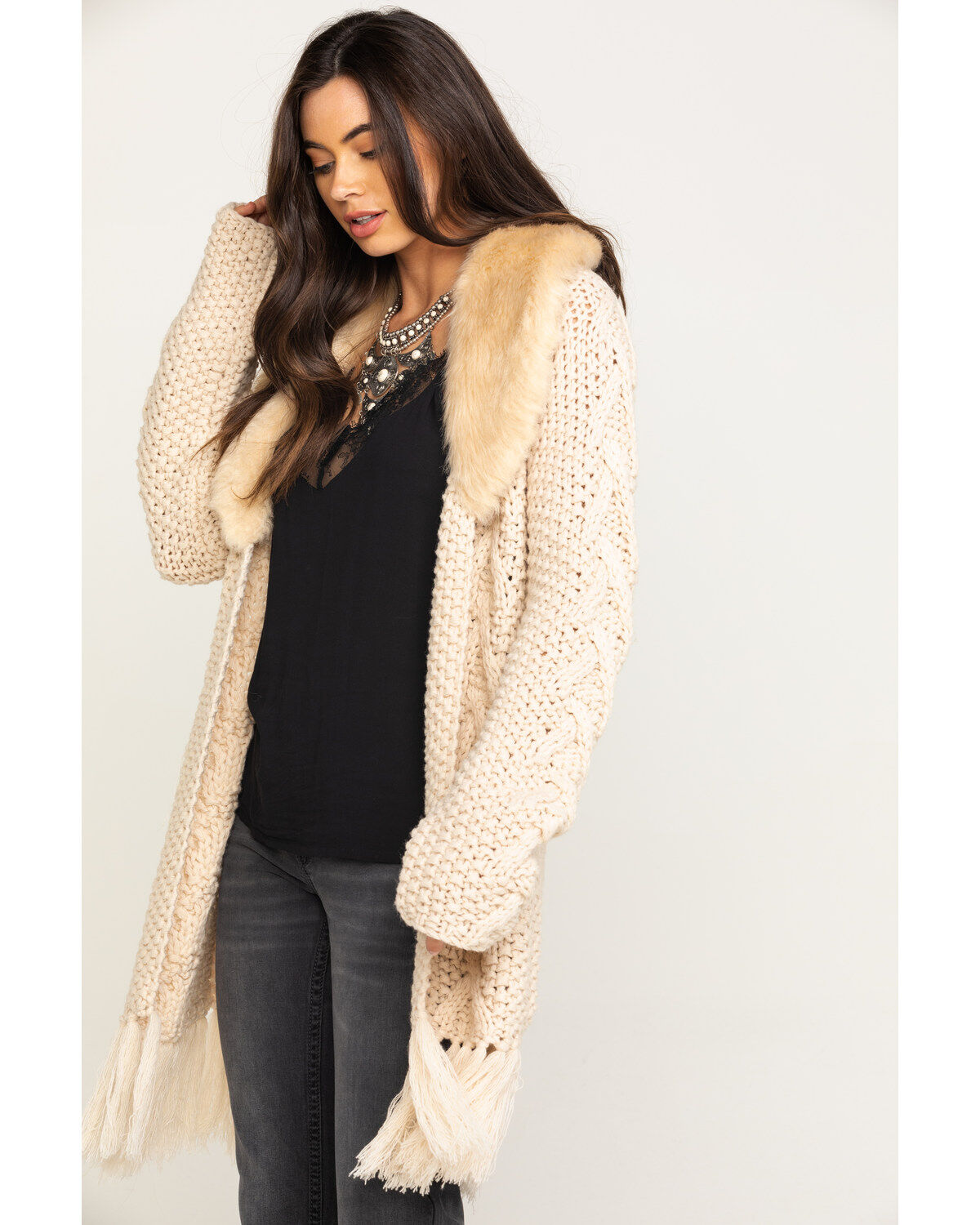 faux fur cardigan womens
