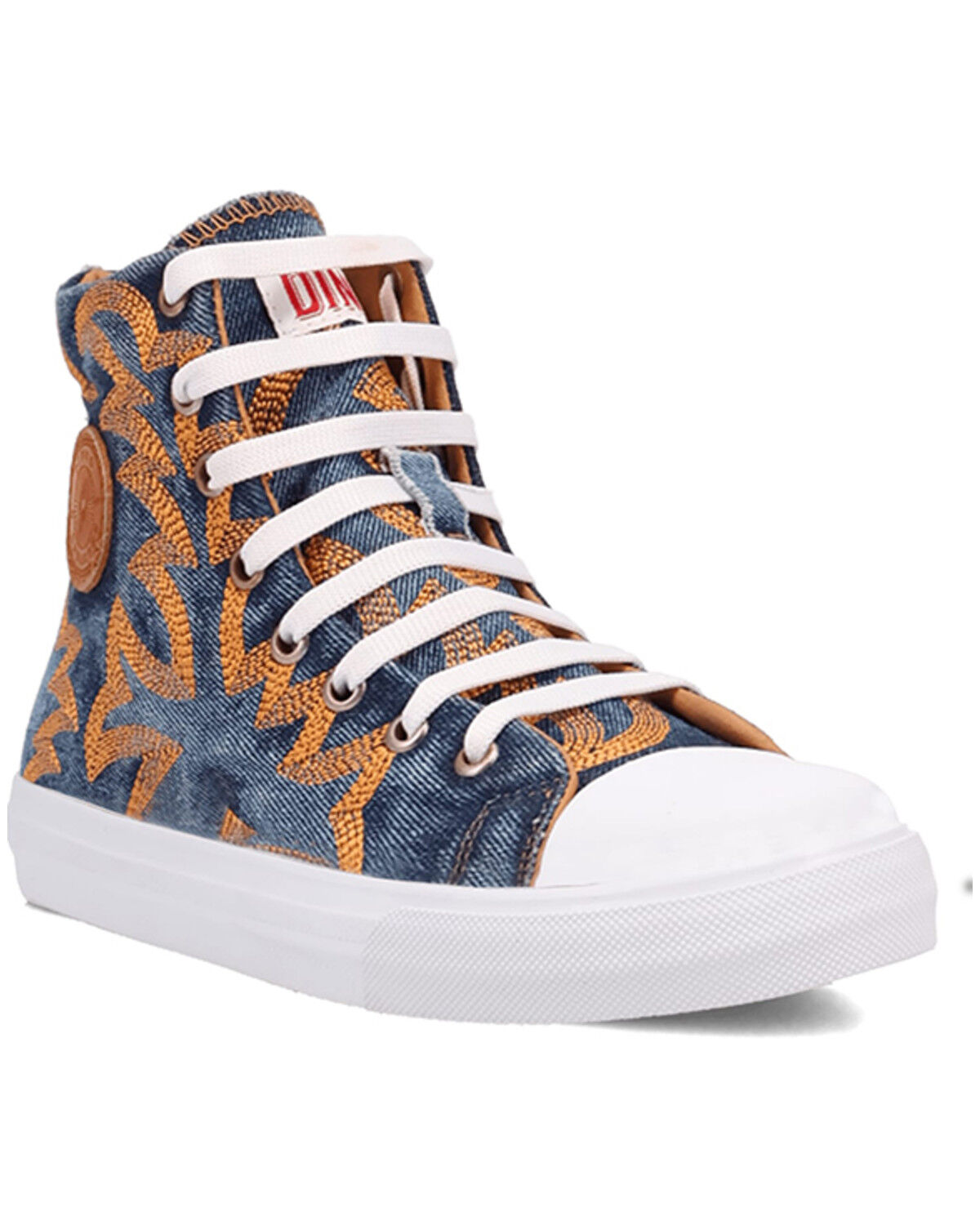Image #1 - Dingo Women's Denim Western Stitched High-Top Sneakers, Blue, hi-res
