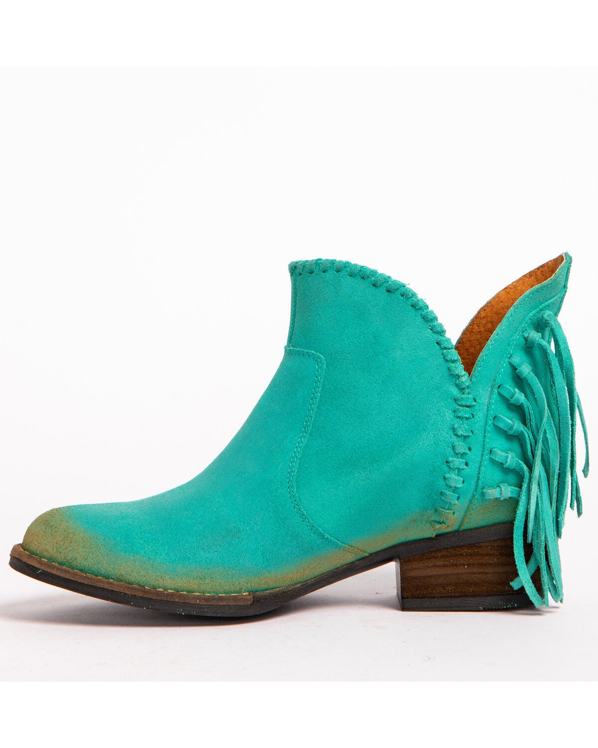 teal fringe boots