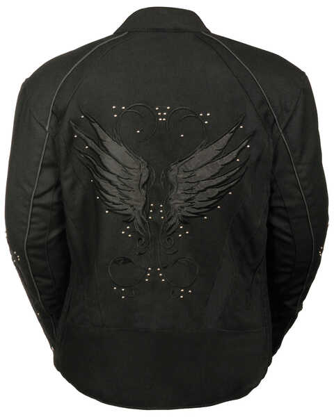 Milwaukee Leather Women's Textile Jacket w/ Stud & Wings Detailing - 5X, Black, hi-res