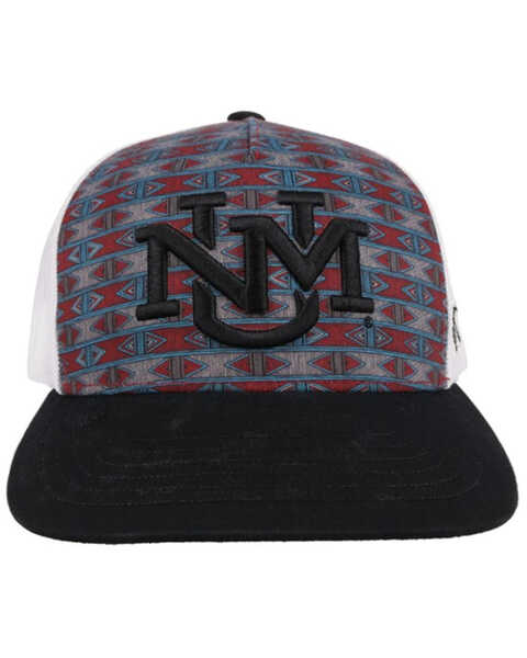 HOOey Men's Southwestern Print University Of New Mexico Embroidered Logo Mesh-Back Trucker Cap , Black, hi-res