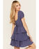 Image #4 - Originality Women's Tiered Short Sleeve Mini Dress, Navy, hi-res