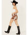 Image #3 - Blue B Women's High Rise Cow Print Belted Shorts, Brown, hi-res