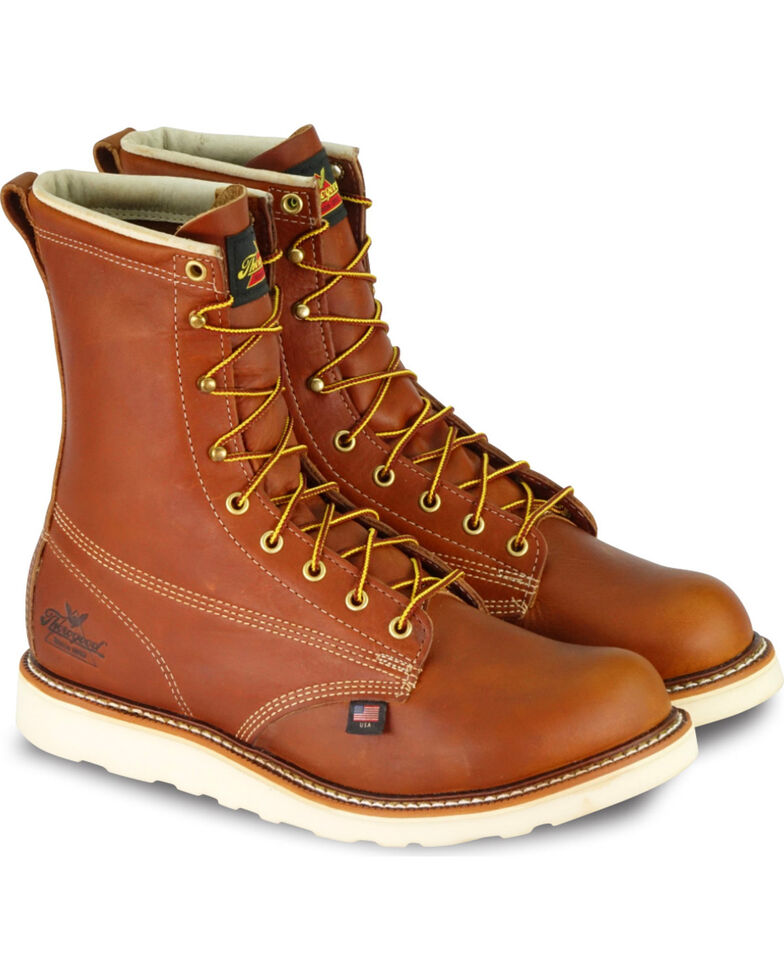 Thorogood Men's 8" American Heritage Wedge Sole Boots - Steel Toe, Brown, hi-res