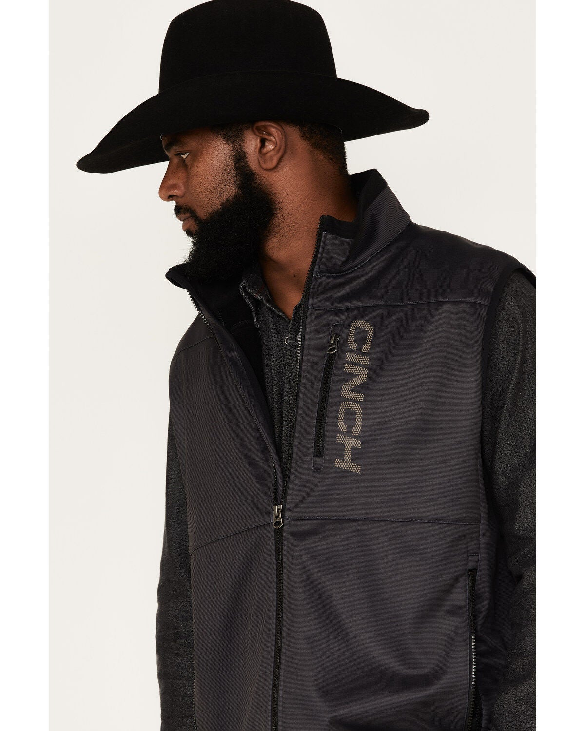 Image #2 - Cinch Men's Solid Windproof Zip-Front Softshell Vest, , hi-res