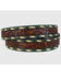 Image #2 - Lyntone Women's Brown & Turquoise Floral Tooled & Laced Leather Belt, Brown, hi-res