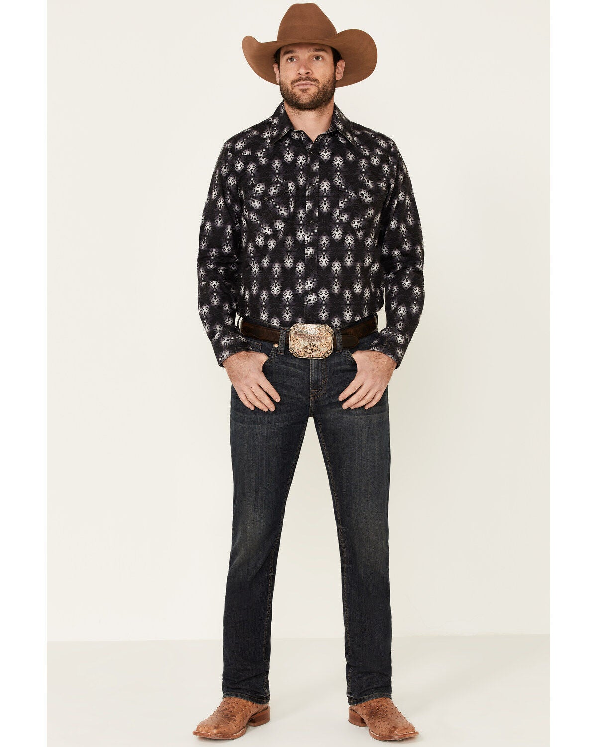 Image #2 - Rock & Roll Denim Men's Southwestern Print Long Sleeve Western Shirt, , hi-res