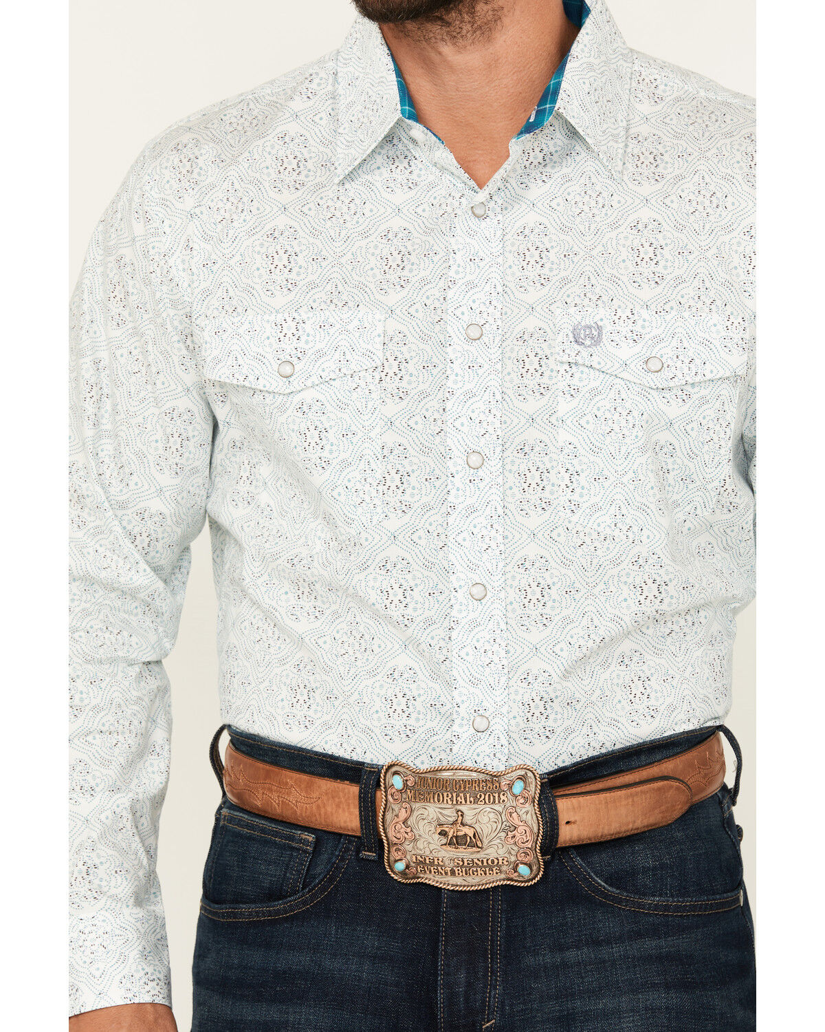 Product Name:  Panhandle Select Men's Medallion Print Long Sleeve Snap Stretch Western Shirt