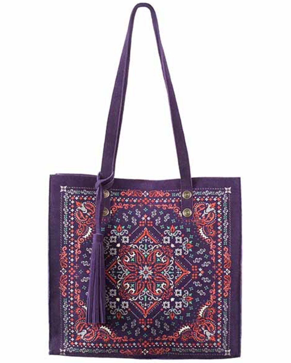 Scully Women's Printed Leather Tote, Blue, hi-res