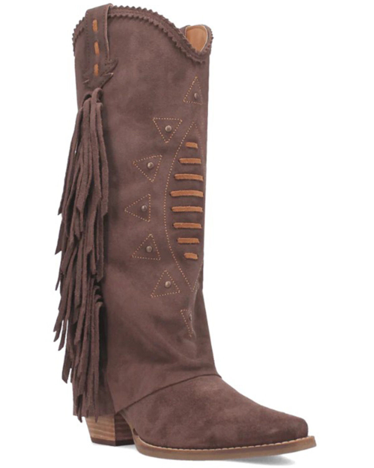 Image #1 - Dingo Women's Spirit Trail Fringe Tall Western Boots - Round Toe, Brown, hi-res