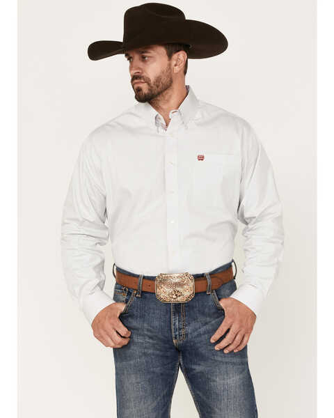 Cinch Men's Micro Stripe Long Sleeve Button-Down Western Shirt , Light Blue, hi-res
