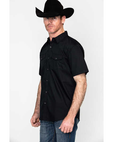 Image #3 - Gibson Men's Solid Pearl Snap Short Sleeve Western Shirt, Black, hi-res