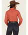 Cinch Women's Striped Geo Print Long Sleeve Button Down Shirt, Orange, hi-res
