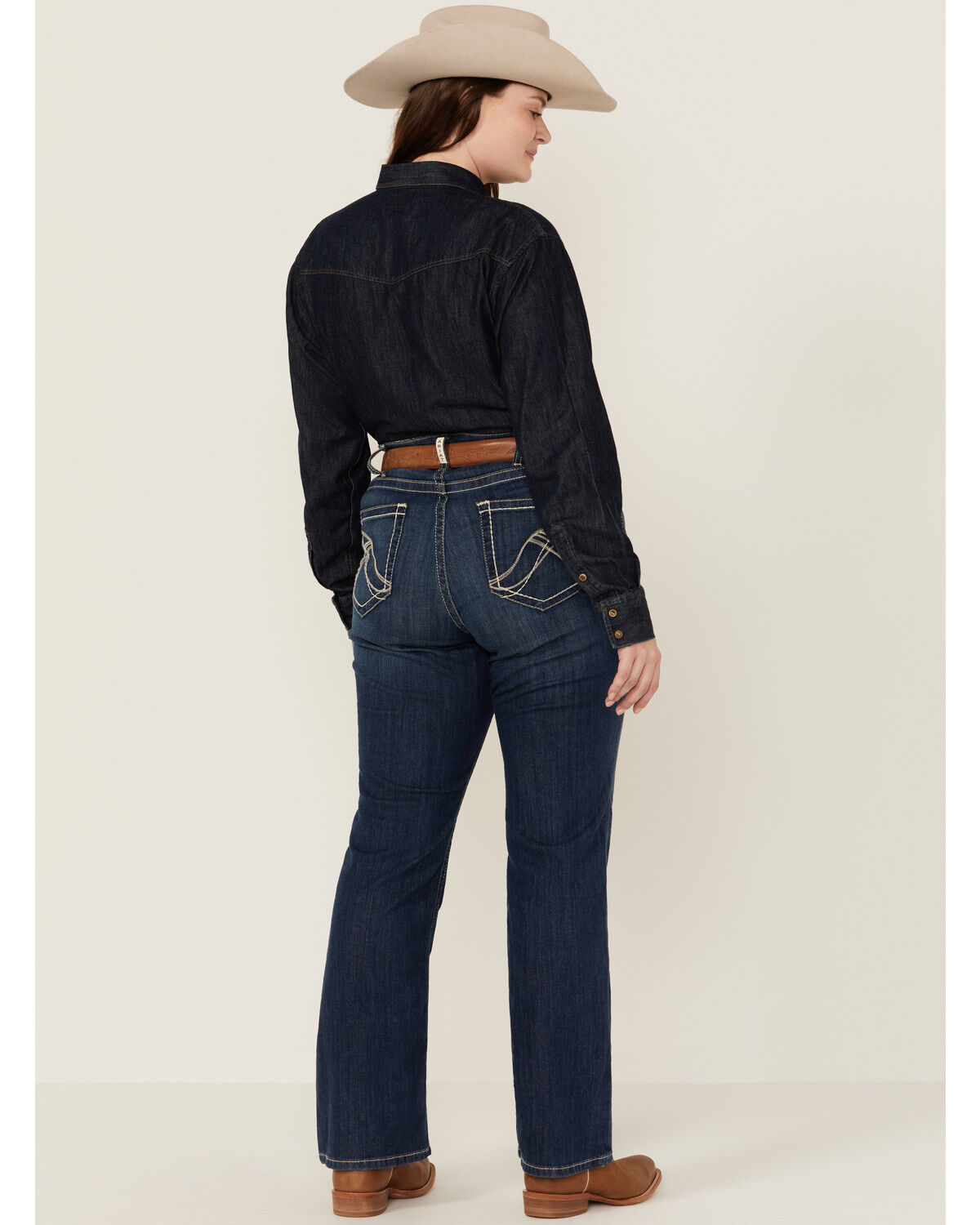 Image #3 - Ariat Women's Mid Rise Miriam Bootcut Irvine Jeans - Plus, Dark Wash, hi-res