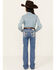 Image #3 - Miss Me Girls' Dark Wash Sequins Fleur de Lis Stretch Bootcut Jeans, Medium Blue, hi-res