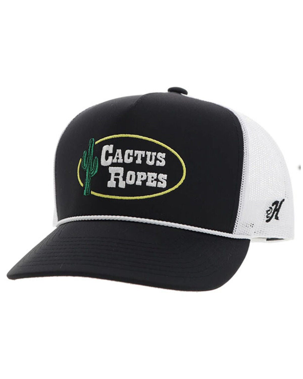 Hooey Men's Cactus Ropes Trucker Cap, Black/white, hi-res