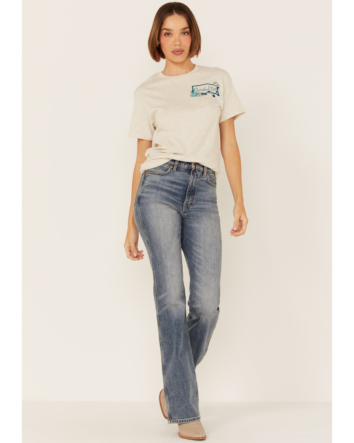 Image #4 - Cherished Girl Women's Country Born & Heaven Bound Graphic Short Sleeve Tee, Cream, hi-res