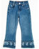 Image #1 - Cowgirl Hardware Toddler Girls' Medium Wash Running Horse Embroidered Bootcut Stretch Denim Jeans, Medium Wash, hi-res