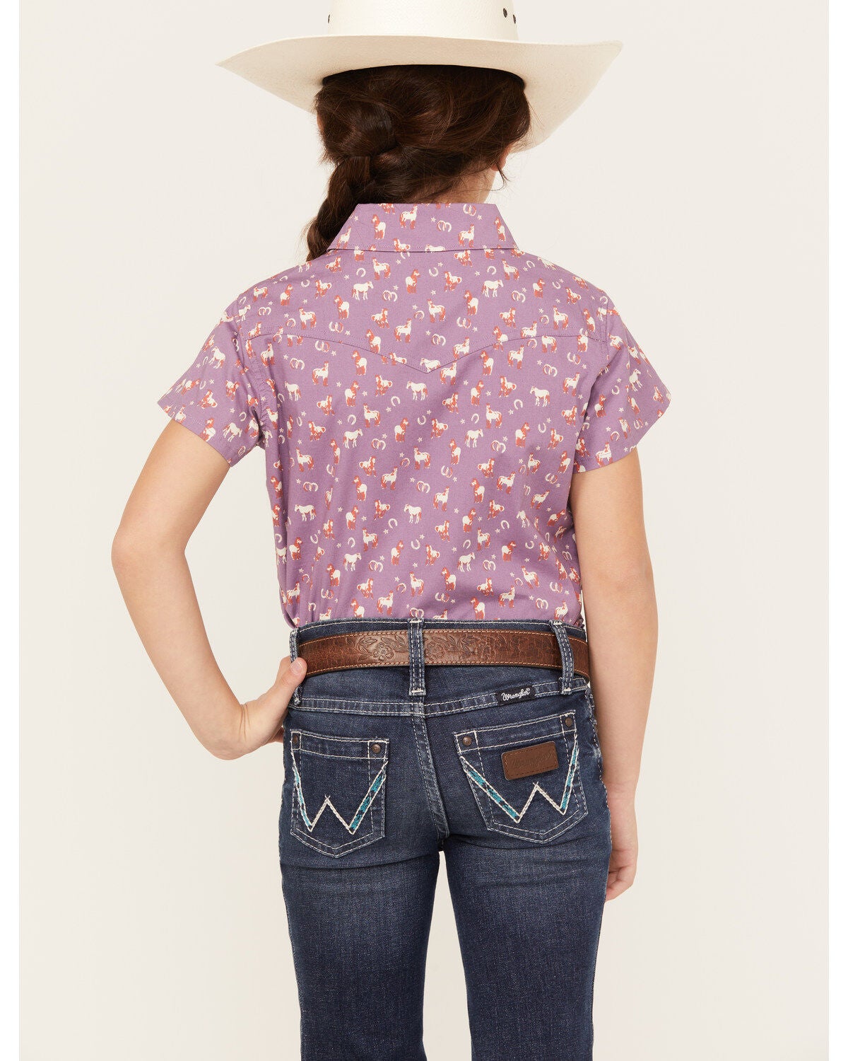 Image #4 - Shyanne Girls' Printed Short Sleeve Button-Down Western Stretch Shirt, , hi-res