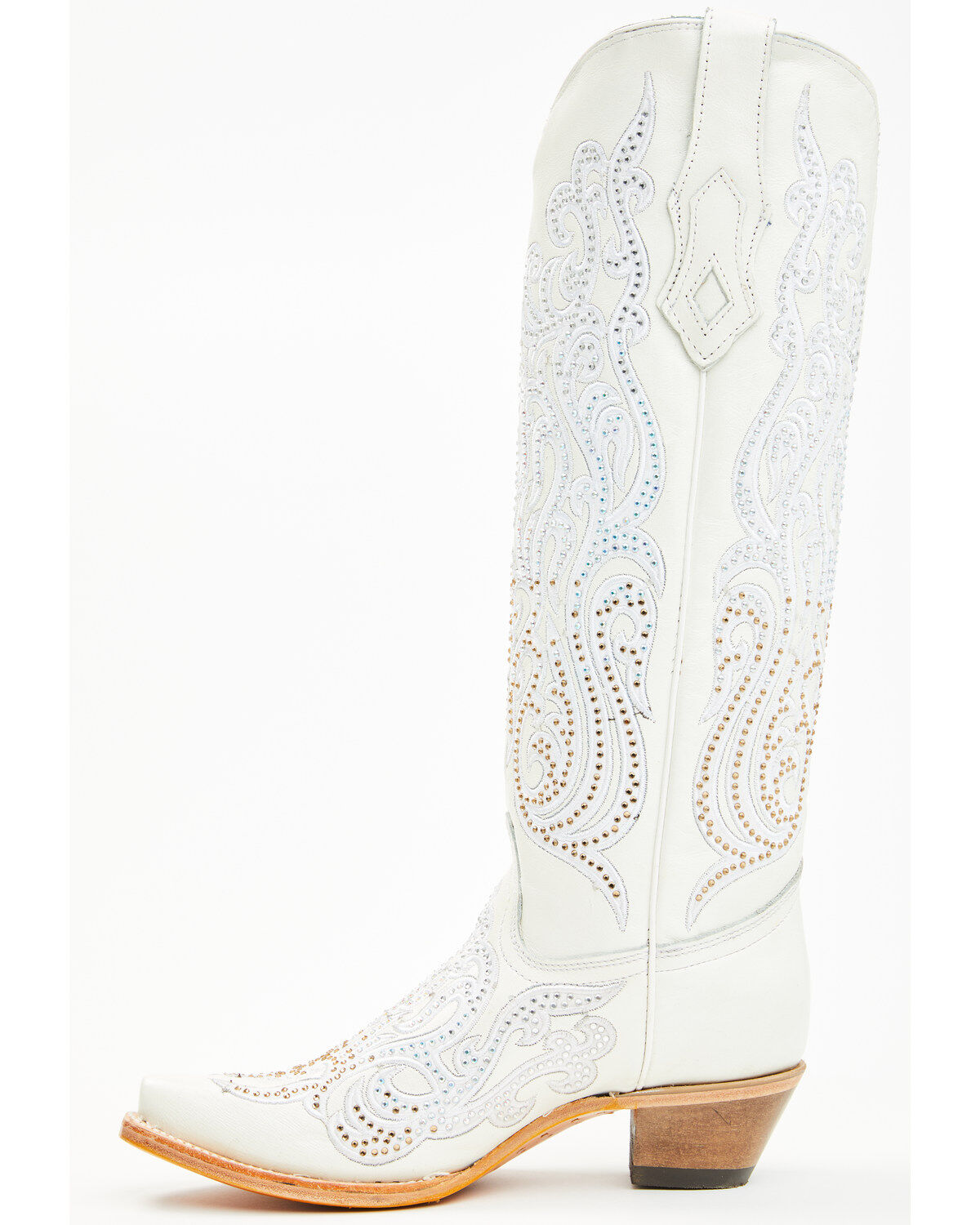 Image #3 - Corral Women's Crystal Embroidered Tall Western Boots - Snip Toe, White, hi-res
