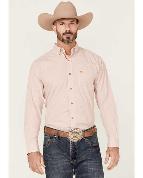 Ariat Men's Rust Dayne Mini Striped Short Sleeve Button-Down Western Shirt , Rust Copper, hi-res