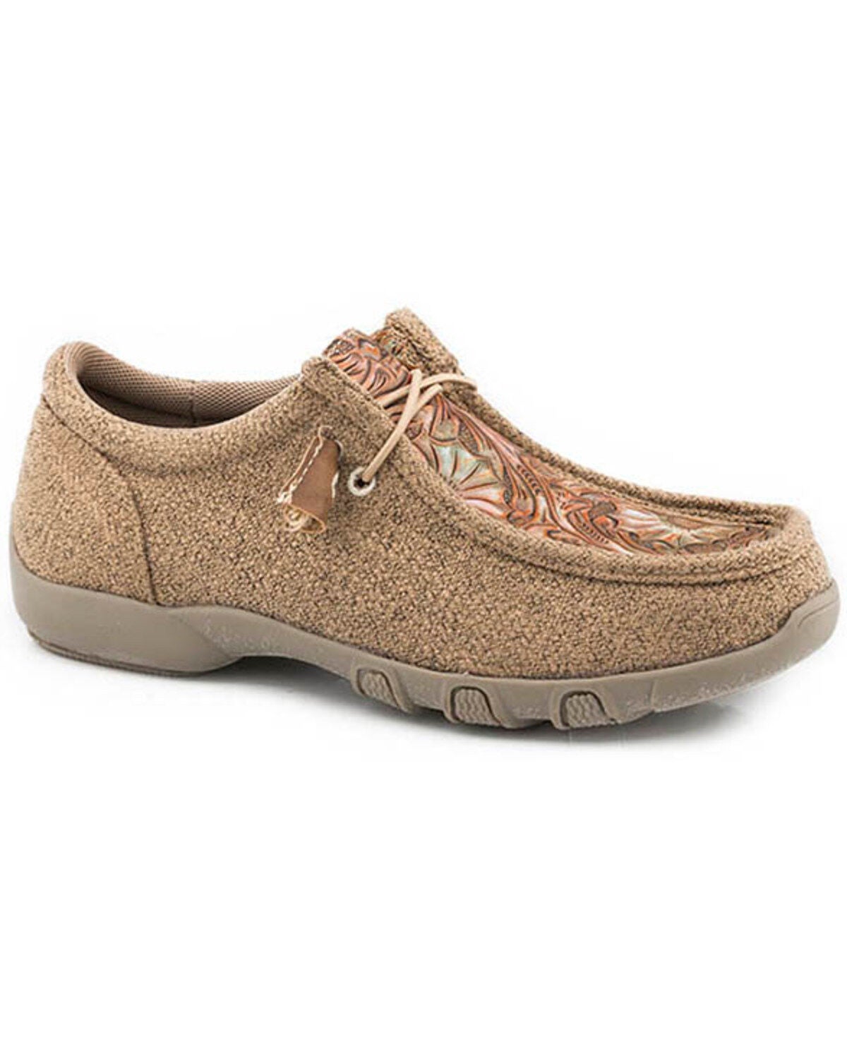 Roper Women's Chillin' Floral Casual Shoes - Moc Toe, Tan, hi-res
