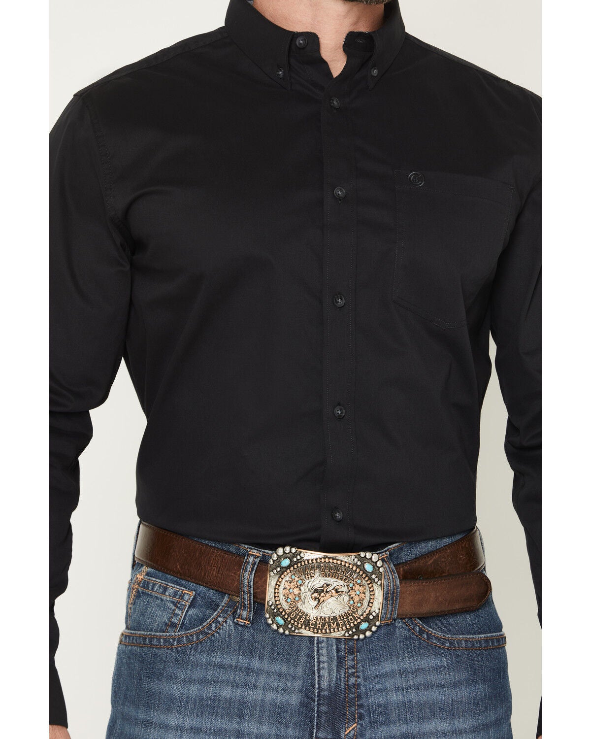 Image #3 - Cody James Men's Basic Solid Long Sleeve Button-Down Stretch Western Shirt - Big, Black, hi-res