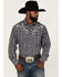 Image #1 - Roper Men's Embroidered Horseshoe Large Plaid Long Sleeve Snap Western Shirt , , hi-res