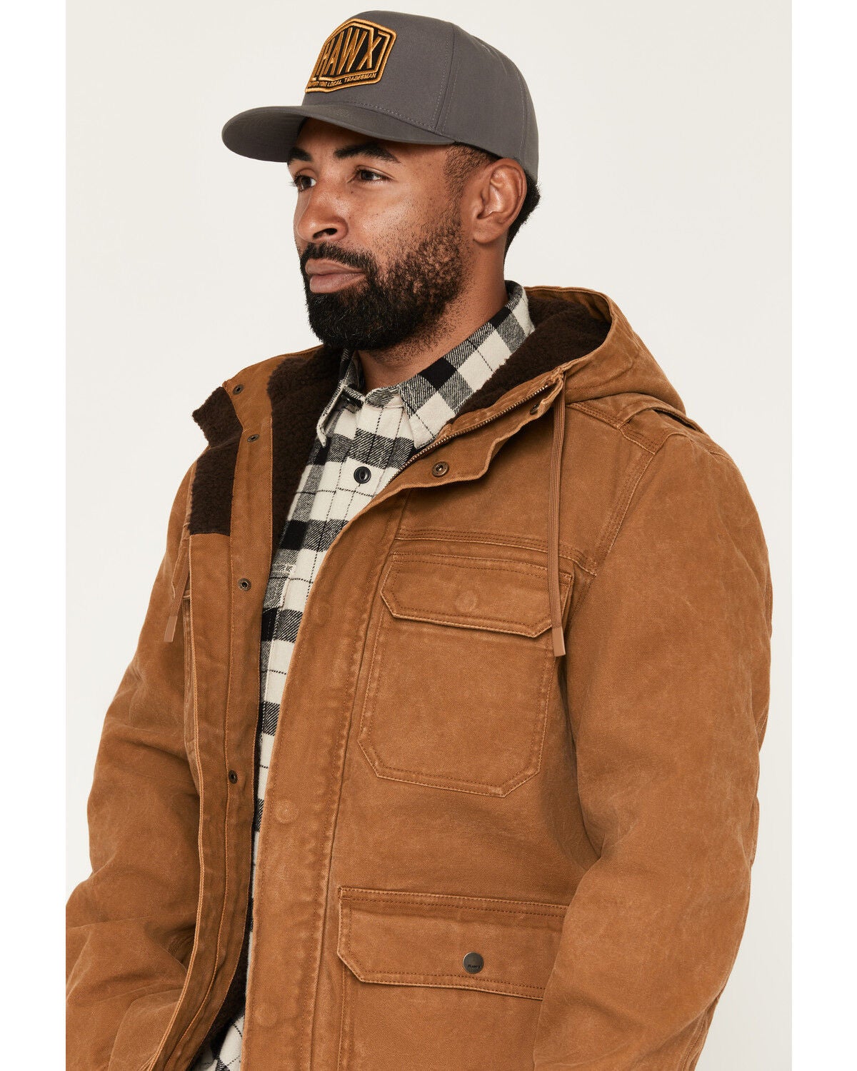 Image #2 - Hawx Men's Duke Sherpa Lined Washed Duck Canvas Hooded Jacket, Rust Copper, hi-res